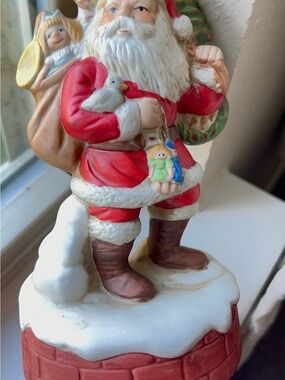 Vintage 70’s Santa Figurine Holiday Decoration - hand painted Christmas